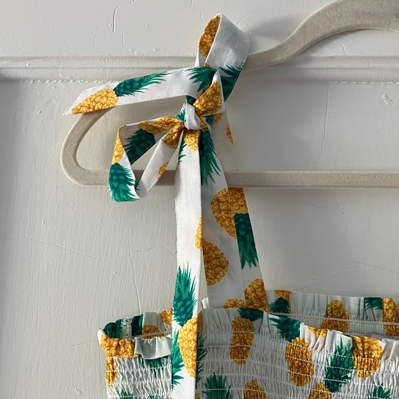 J. Crew Pineapple Print Smocked Tank Top - White and Yellow - Picture 4 of 7